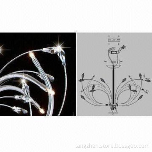 Crystal chandelier ceiling light, luxury European style, with G4, with suspension wire